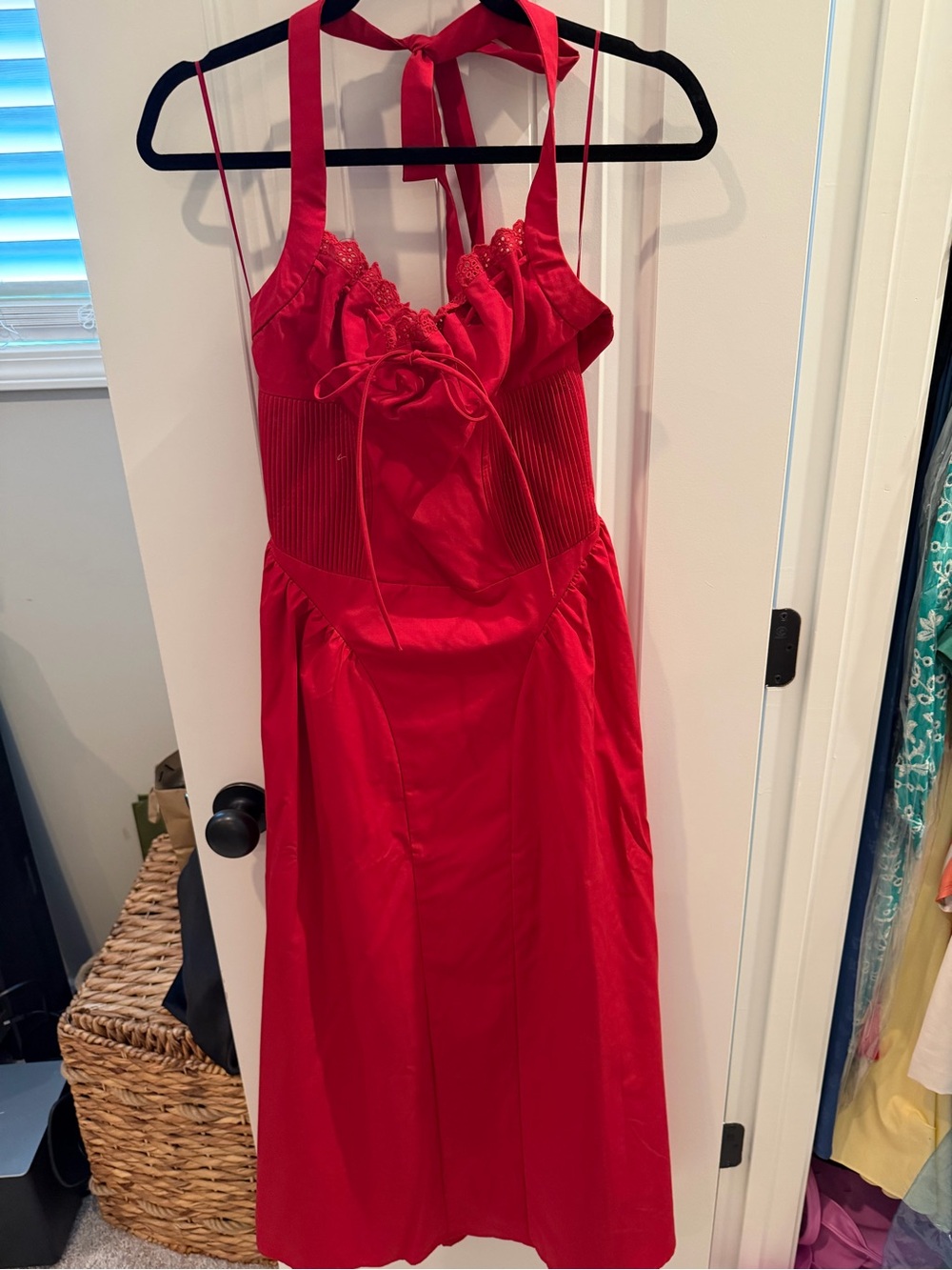 Revolve Women's Red Halter Maxi Dress with Tie Back